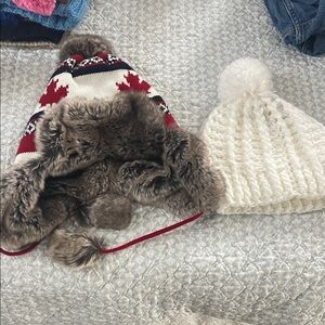 Cozy Winter Kids Hat Set - Red and White